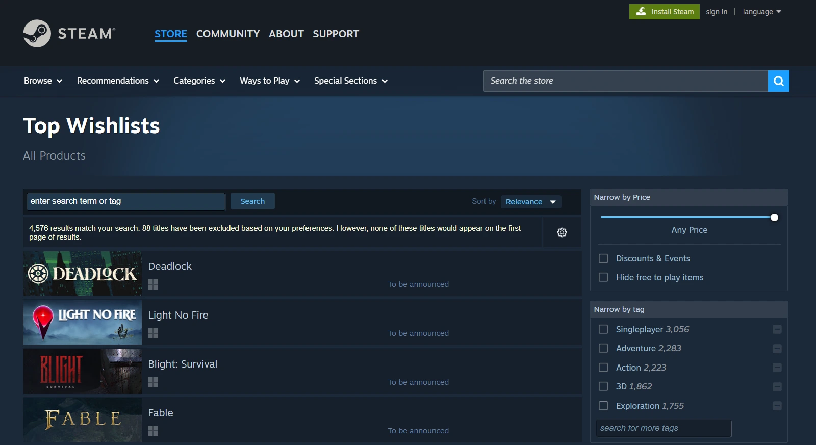 Steam Wishlist